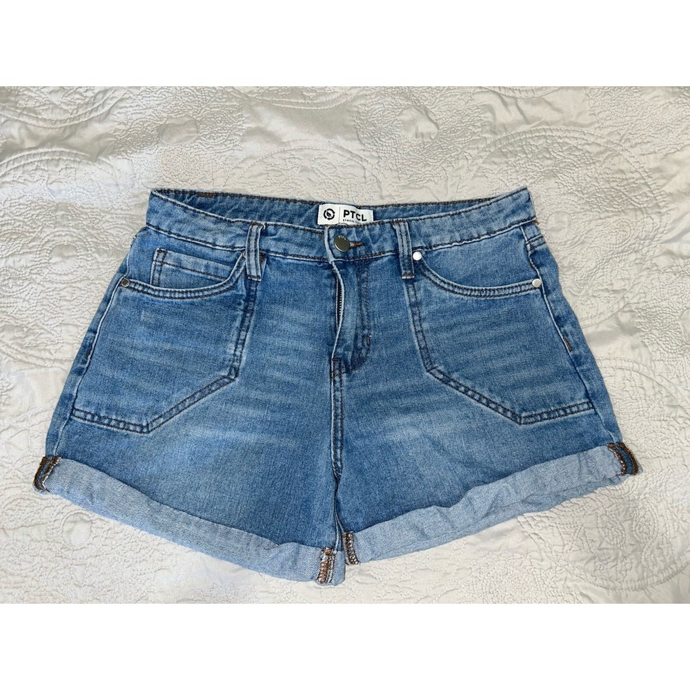PTCL Denim Shorts Womens 28 High‎ Rise Roll Cuff Summer Casual Ethical